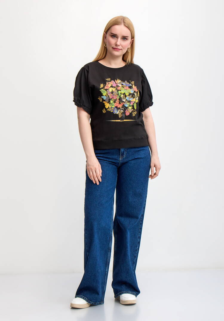 Блуза с ярким принтом и коротким рукавом шир.  750, рис. 25