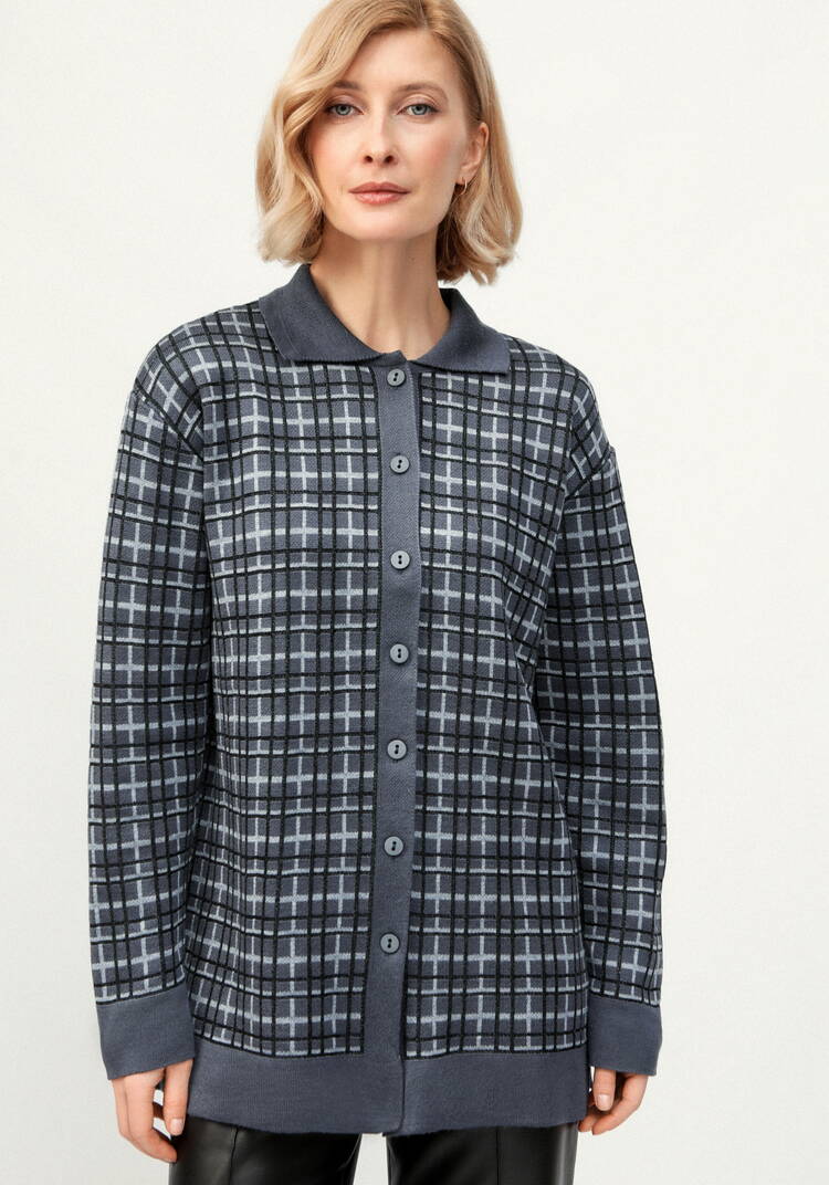 Рубашка-джемпер с отложным воротником клетка шир.  750, рис. 14