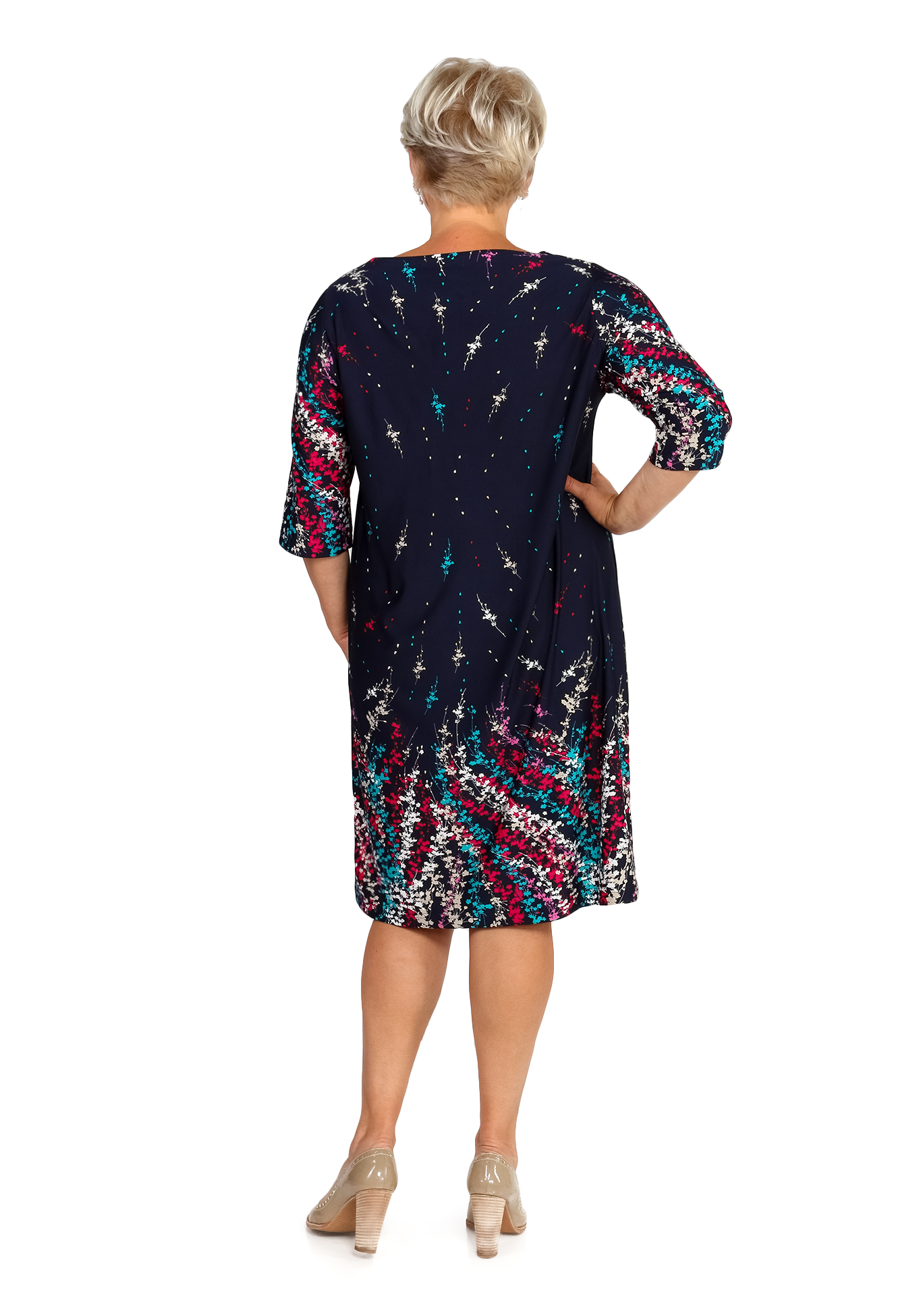 Платье свободное с круглым вырезом Синель, размер 52, цвет малиновый - фото 4