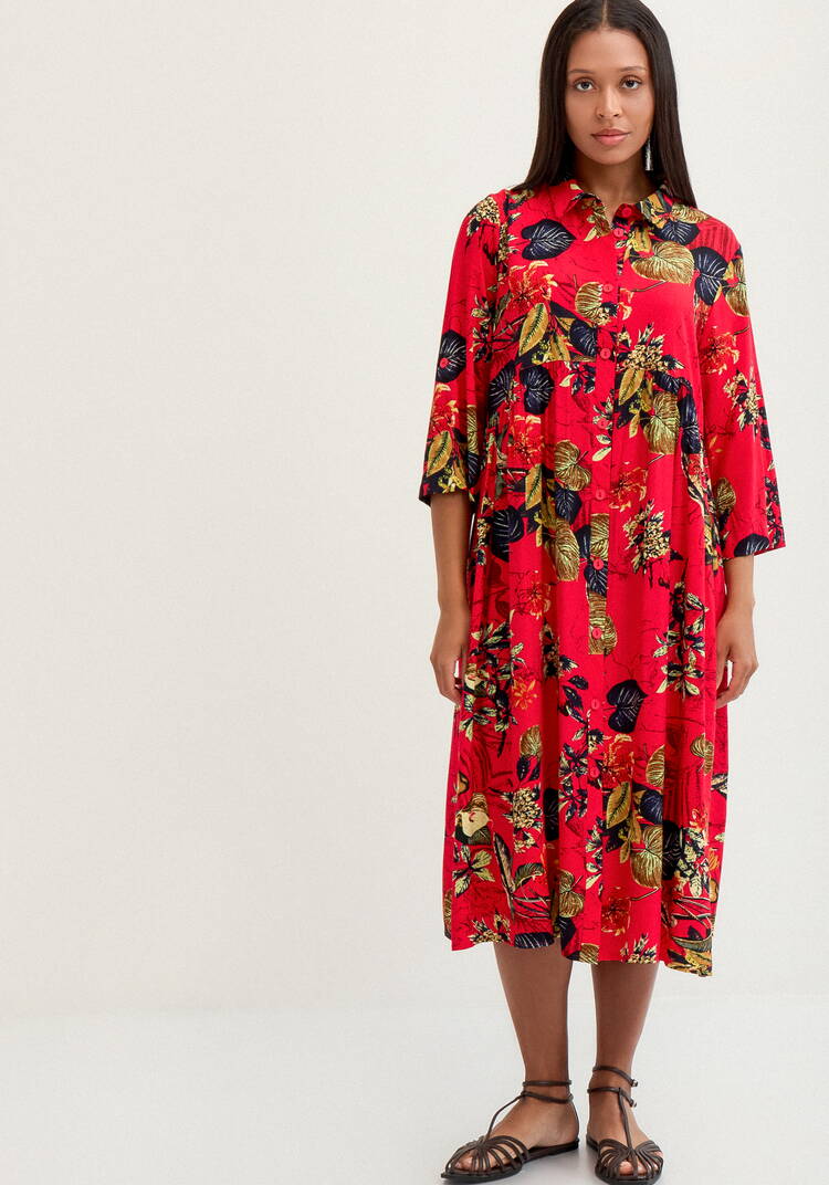 Платье рубашка с тропическим принтом шир.  750, рис. 28