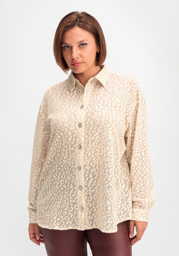 Рубашка ажурная с леопардовым принтом шир.  580, рис. 1