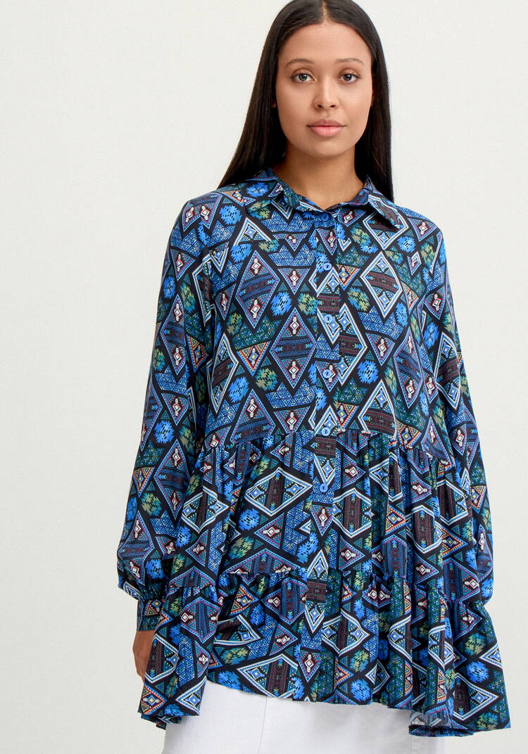 Блуза свободная с воланами по низу шир.  750, рис. 12