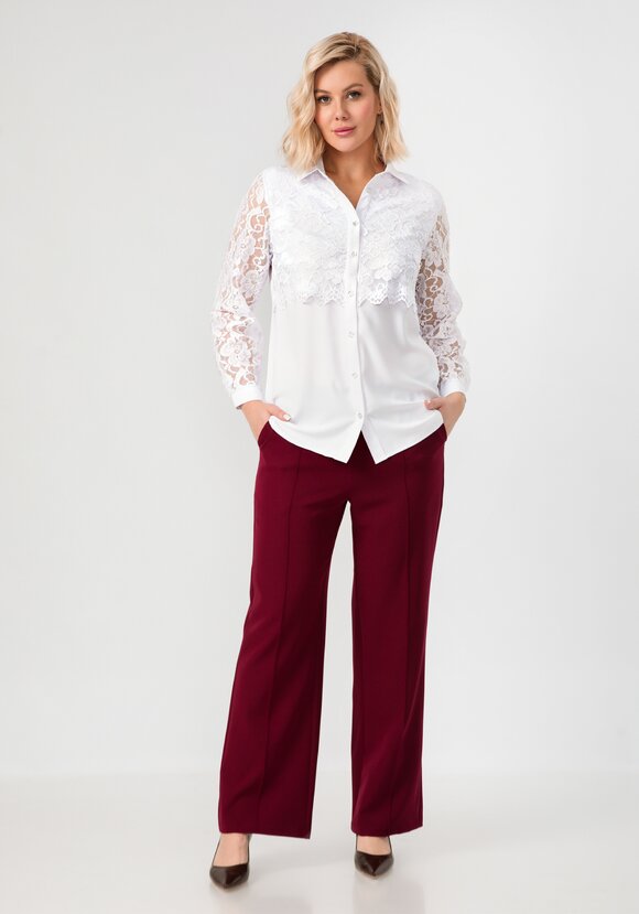 Блуза с ажурным кружевом на груди шир.  580, рис. 9