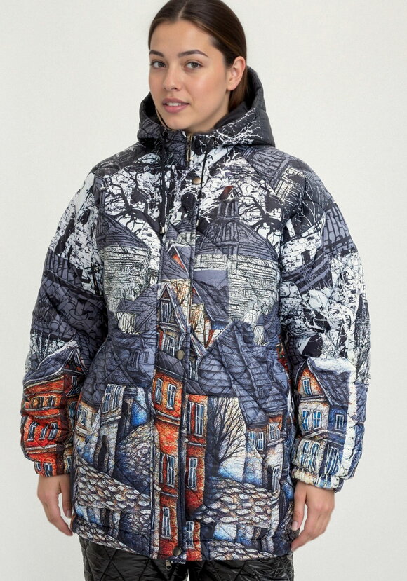 Куртка с принтом Городской пейзаж шир.  580, рис. 4