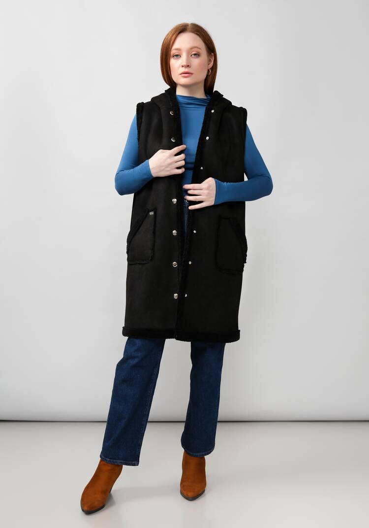 Жилет из экомеха с капюшоном шир.  750, рис. 18