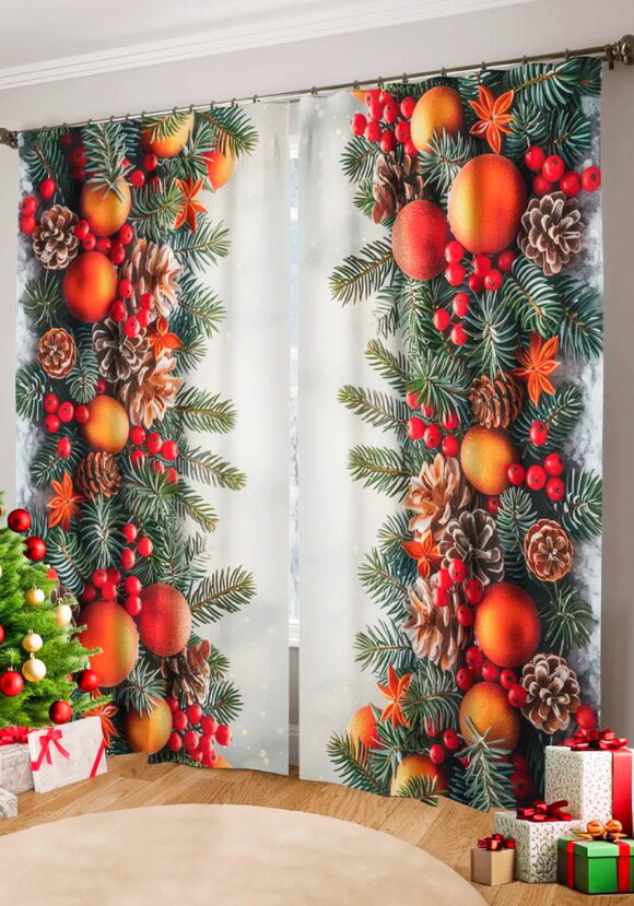 Комплект фотоштор Новогоднее очарование шир.  580, рис. 1