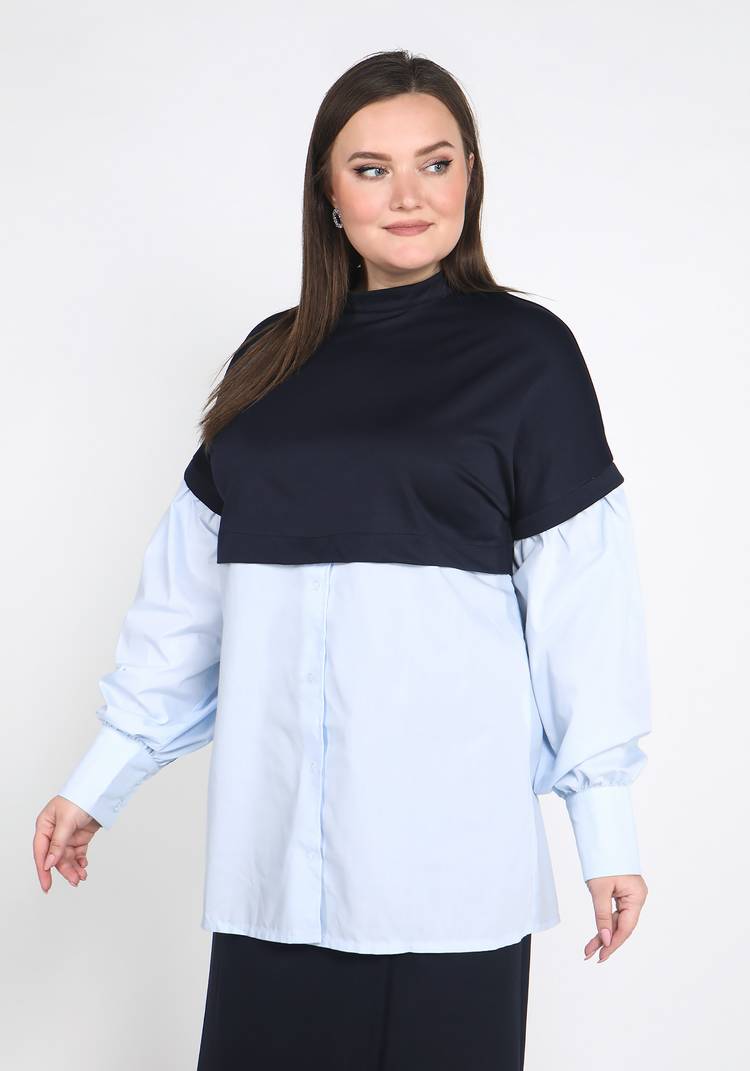 Блуза двухцветная с длинным рукавом шир.  750, рис. 2