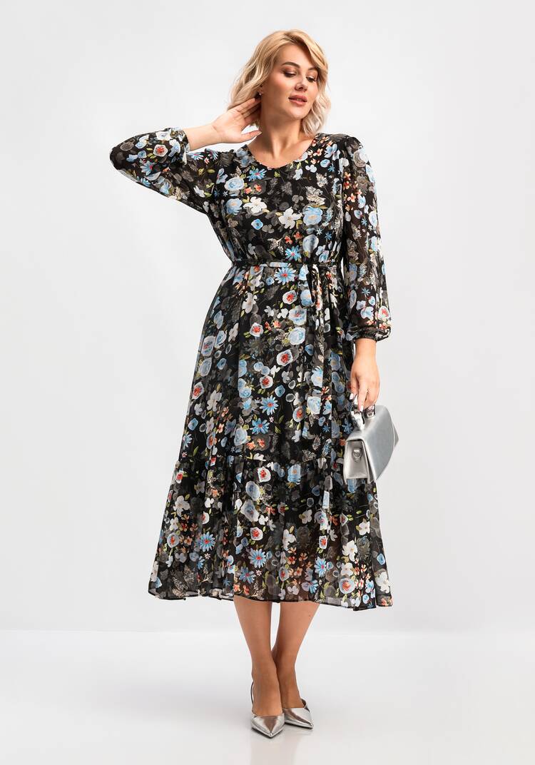 Платье свободного кроя А-силуэта с принтом шир.  750, рис. 17