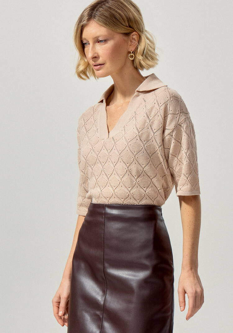 Джемпер-поло с ажурным рисунком шир.  750, рис. 7