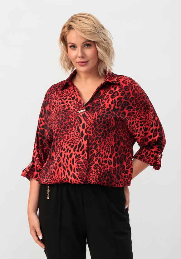 Блуза с патами на рукавах и брошью шир.  580, рис. 35