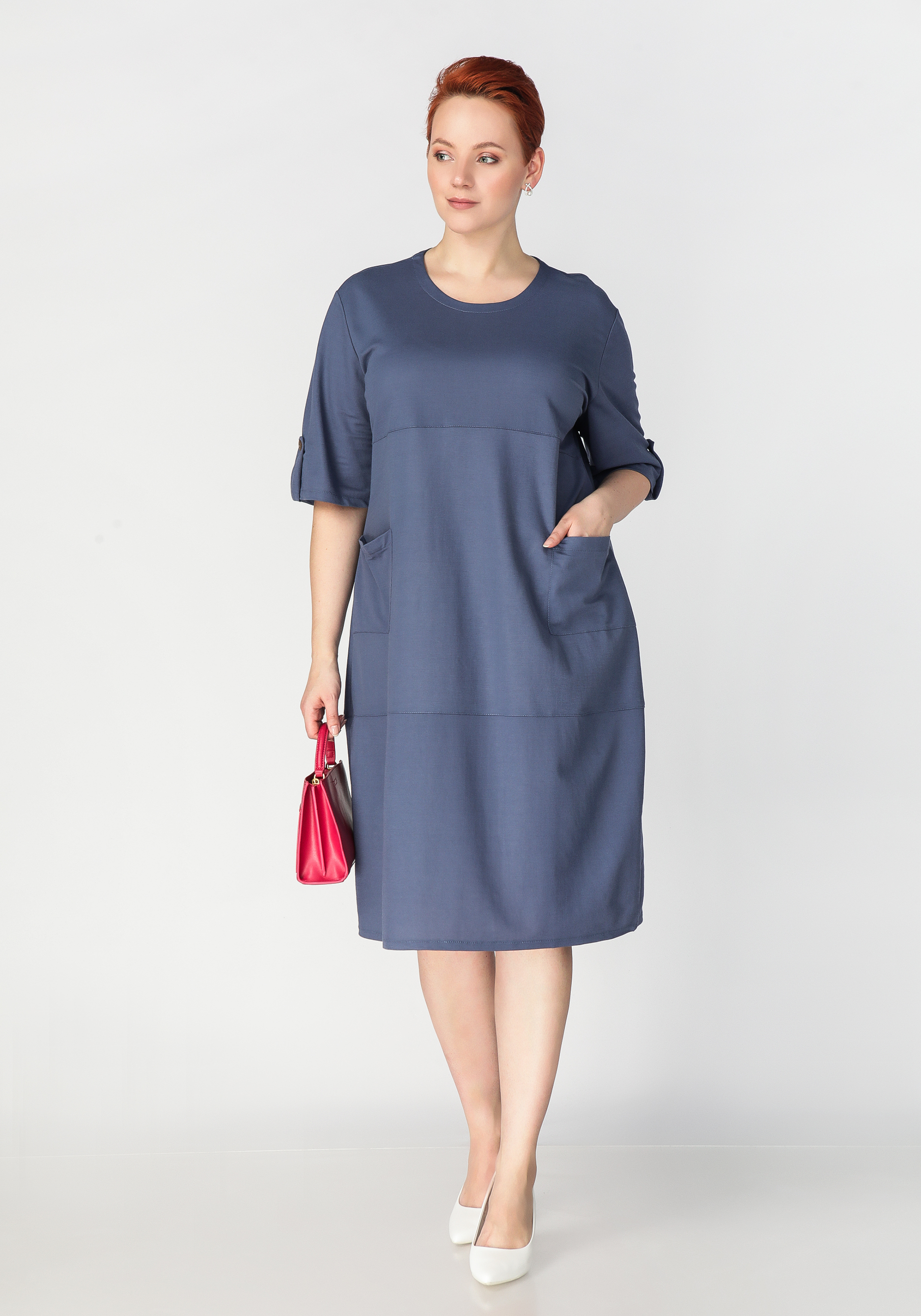 Платье с боковыми карманами "Дезири", цвет синий, размер 52 - фото 10