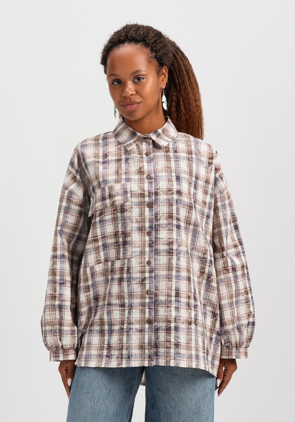 Рубашка в клетку свободного кроя шир.  580, рис. 4