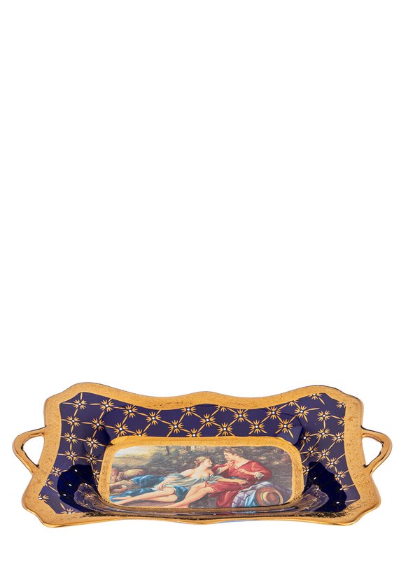 Блюдо с ручками Влюблённая пара, кобальт шир.  580, рис. 1