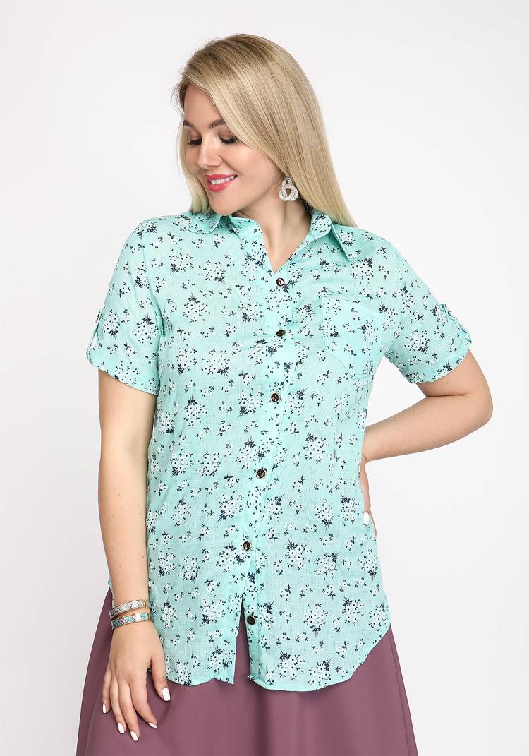 Блуза-рубашка Цветочная услада шир.  750, рис. 2