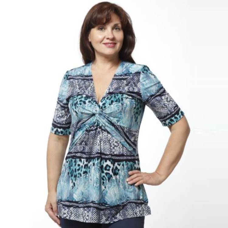 Блуза с комбинированным анималистичным принтом шир.  750, рис. 1