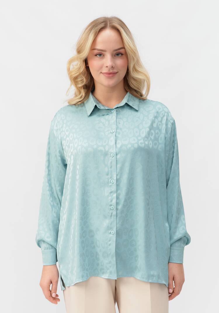 Рубашка атласная с анималистичным принтом шир.  750, рис. 18