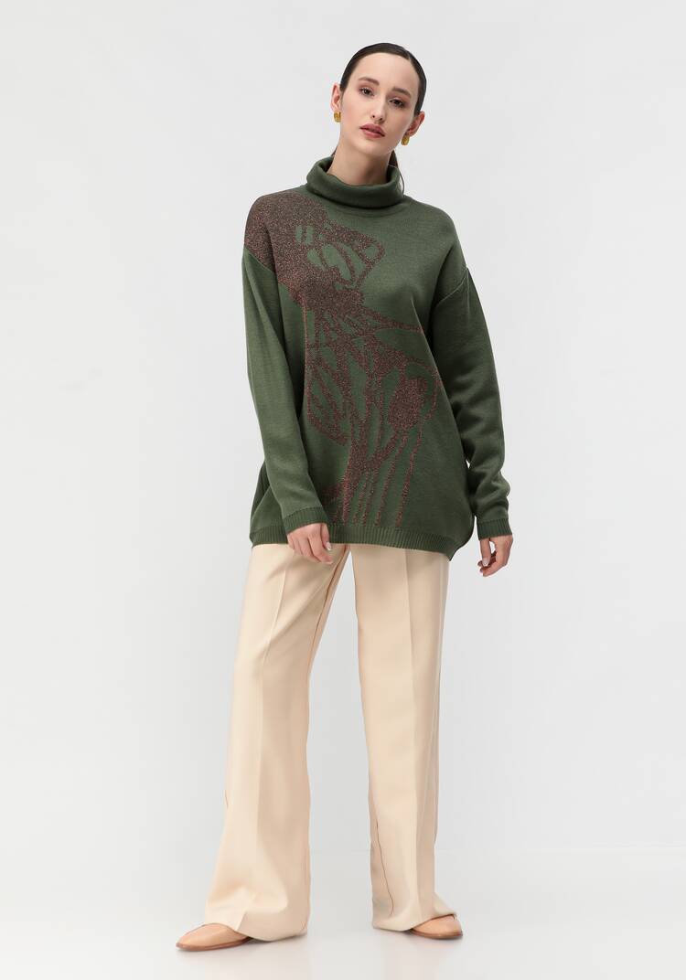 Туника женская с абстракцией и высоким горлом шир.  750, рис. 38