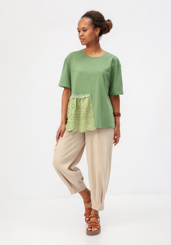 Блуза свободного кроя с вставкой из шитья шир.  580, рис. 10