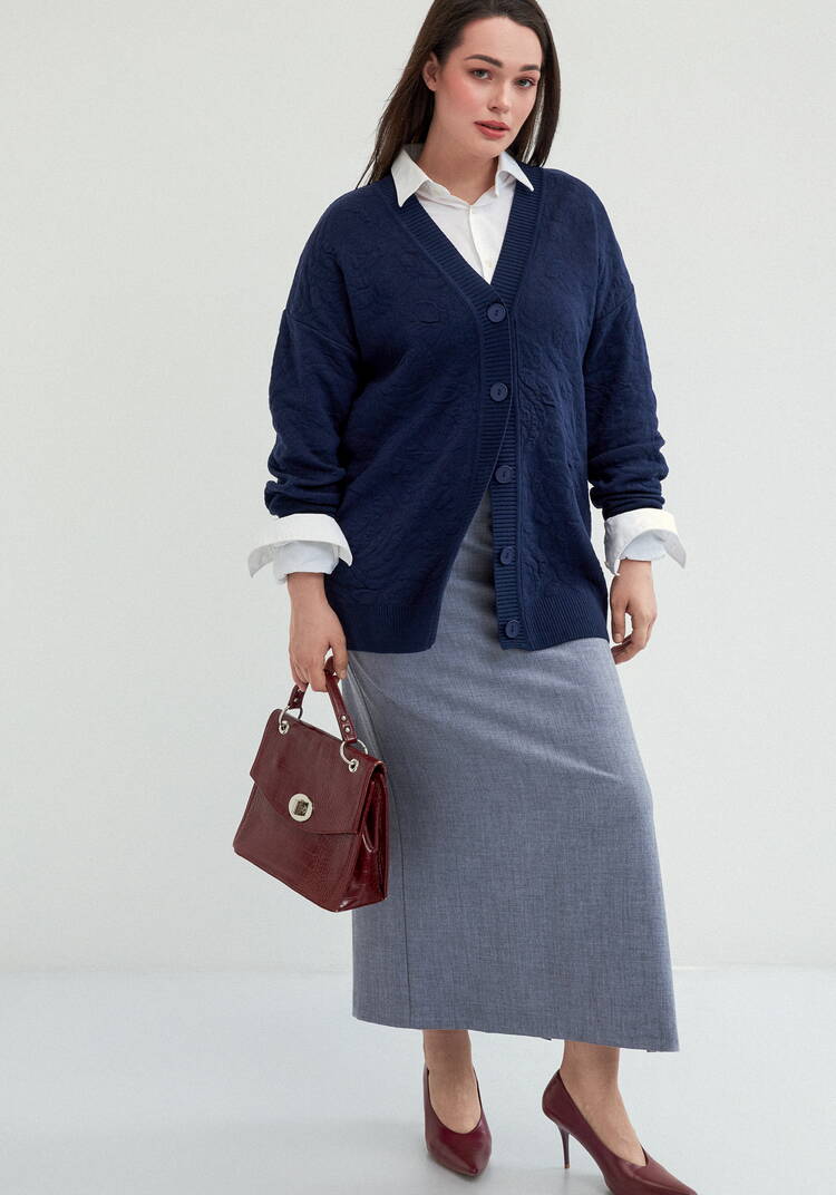 Кардиган с V-образным вырезом свободный шир.  750, рис. 15