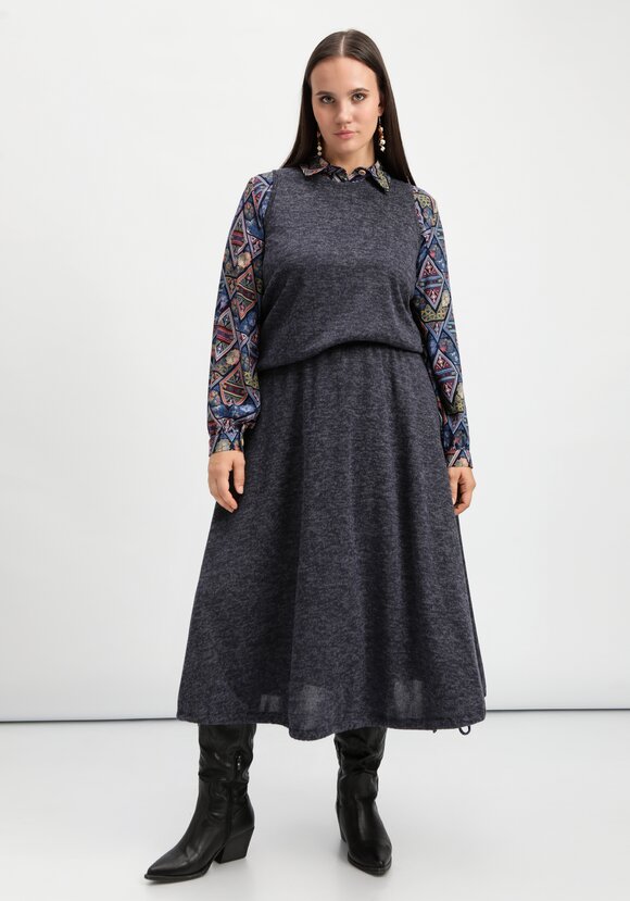 Юбка А-силуэта с кулиской по низу шир.  580, рис. 19