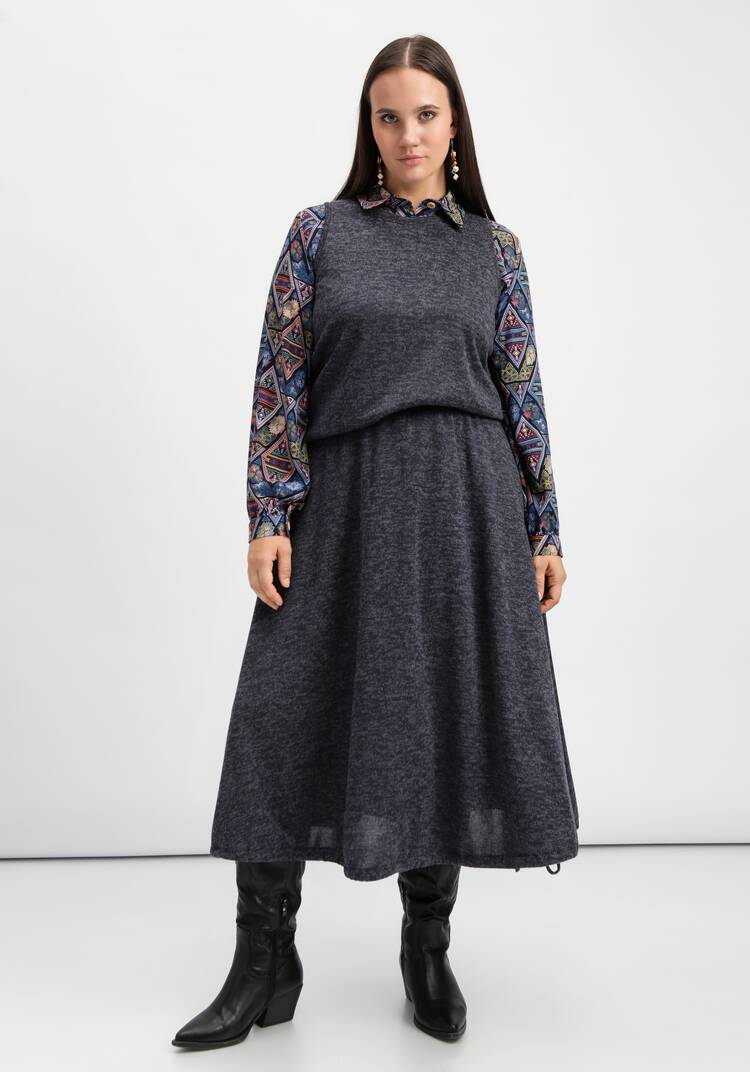 Юбка А-силуэта с кулиской по низу шир.  750, рис. 19