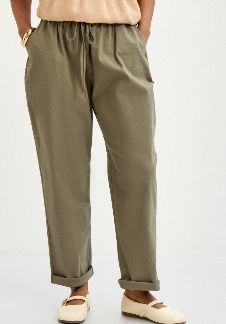 Брюки прямые изо льна с карманами шир.  750, рис. 17