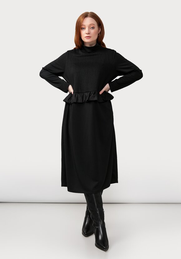 Платье комбинированное из разных тканей шир.  580, рис. 1
