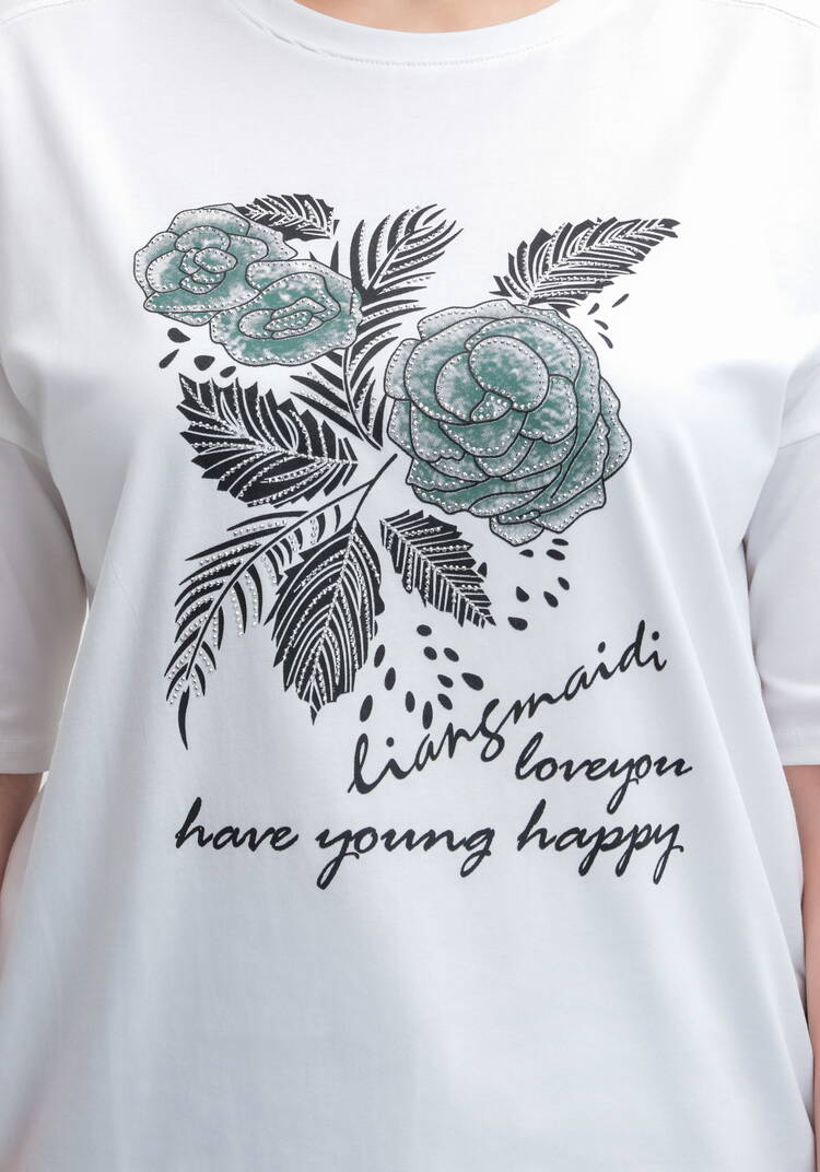 Футболка с принтом Зеленый цветок шир.  750, рис. 20