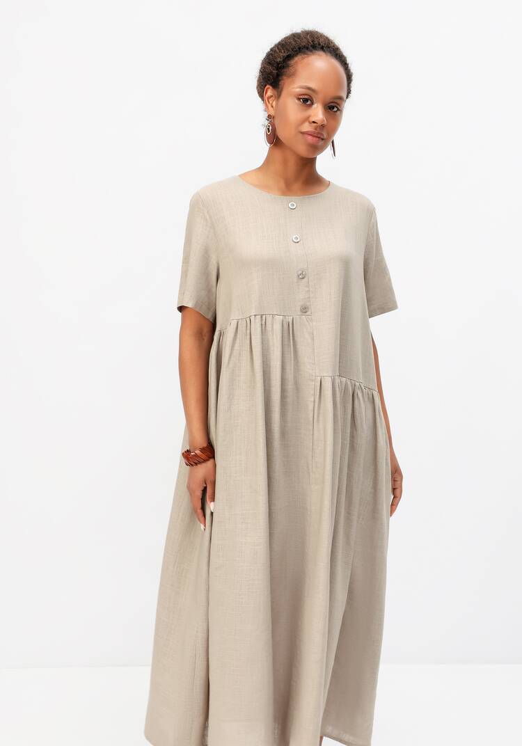 Платье с декоративной планкой и пуговицами шир.  750, рис. 7