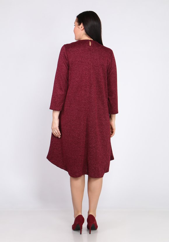 Платье-миди однотонное с длинным рукавом шир.  580, рис. 8