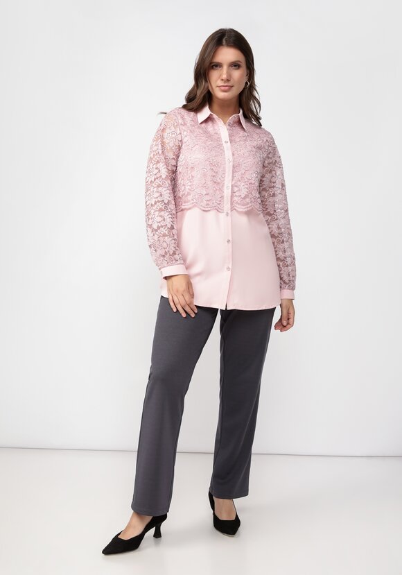 Блуза с ажурным кружевом прямого силуэта шир.  580, рис. 2