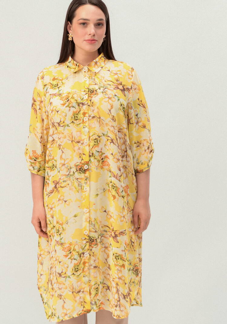 Рубашка удлинённая с цветочным принтом шир.  750, рис. 21