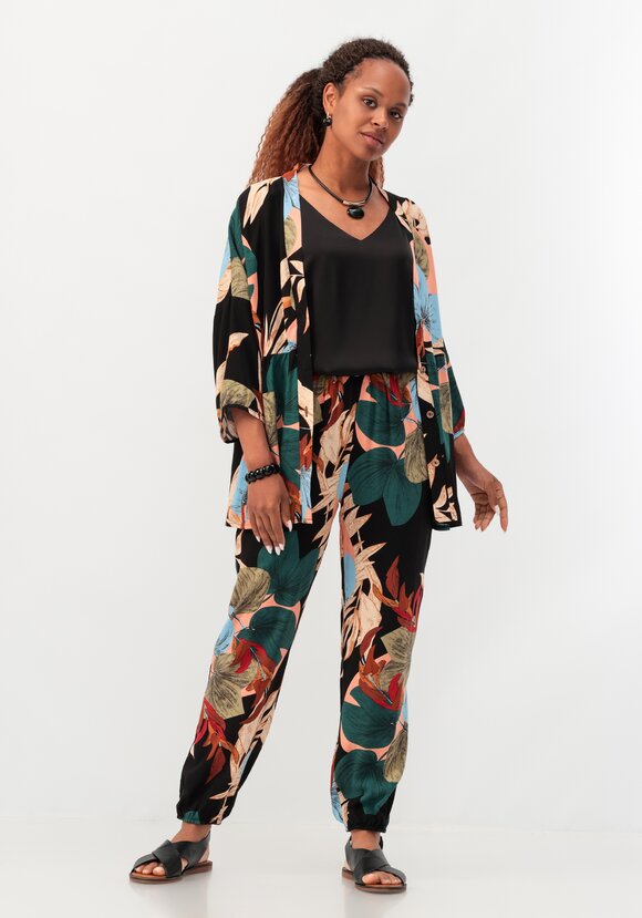 Брюки бананы с цветочным принтом шир.  580, рис. 7