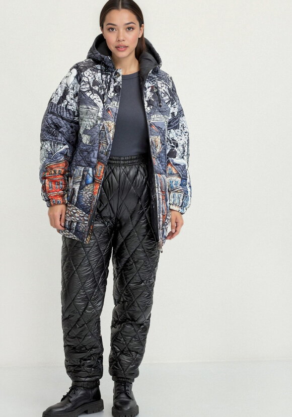 Брюки стеганые, утеплённые Элина шир.  580, рис. 1