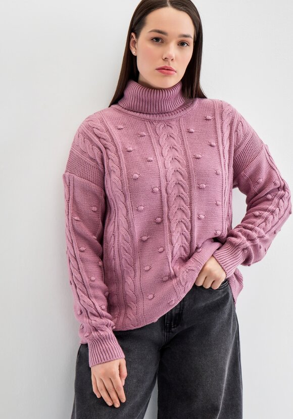 Джемпер с высокой горловиной и косами шир.  580, рис. 1