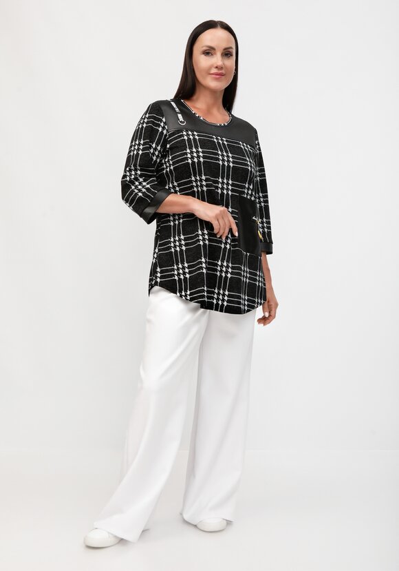 Блуза с кожаными вставками шир.  580, рис. 2