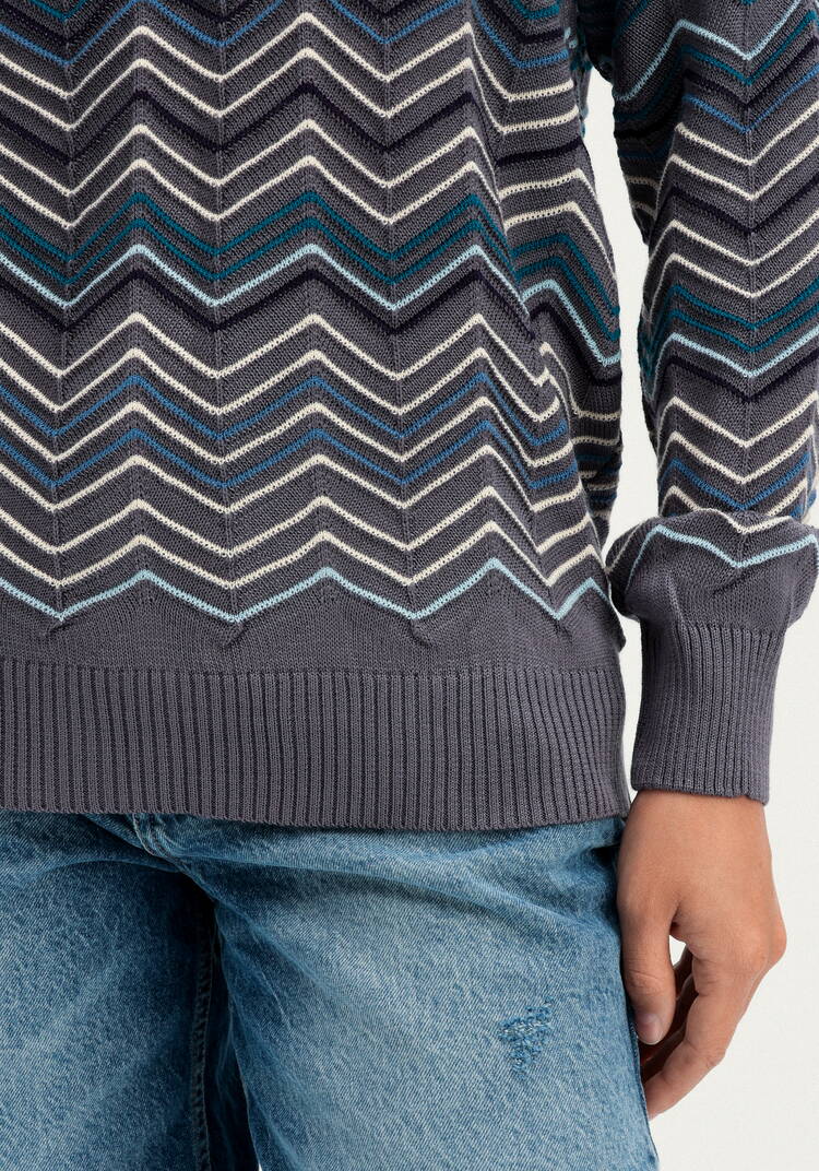 Свитер с высоким горлом и принтом зигзаг шир.  750, рис. 29