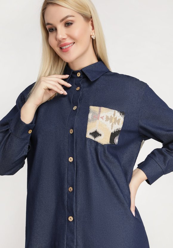 Рубашка с контрастной вставкой и карманом шир.  580, рис. 9