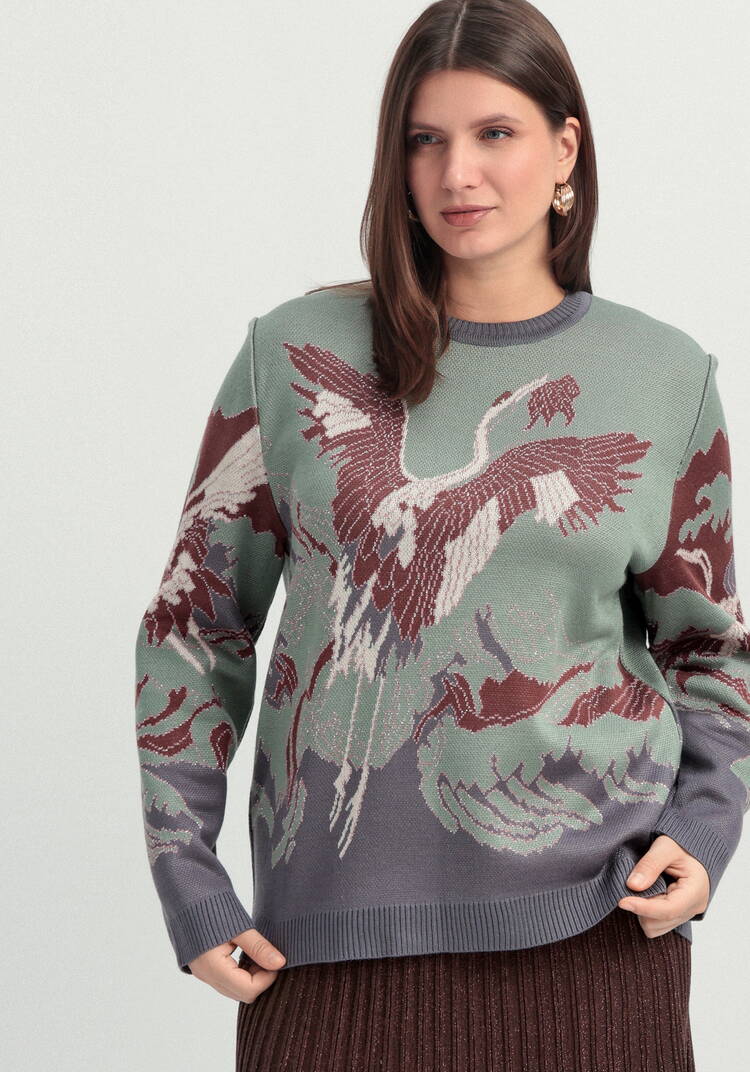 Джемпер с рисунком Журавль шир.  750, рис. 16