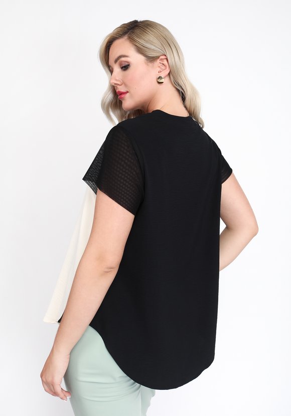 Блуза свободная со вставками из кружева шир.  580, рис. 2