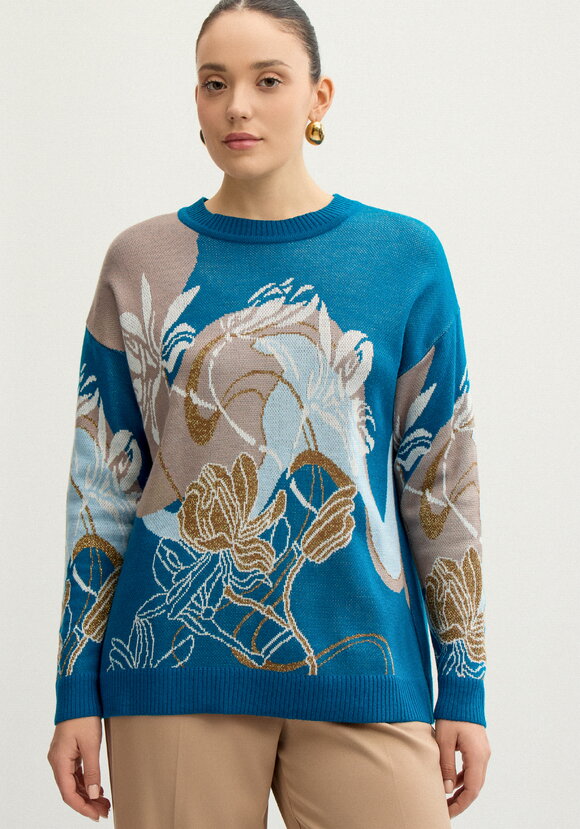 Джемпер с цветочно-абстрактным принтом шир.  580, рис. 4