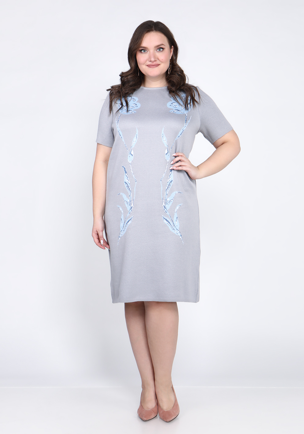 Платье с коротким рукавом и орнаментом Vivawool, размер 48, цвет бежевый - фото 5