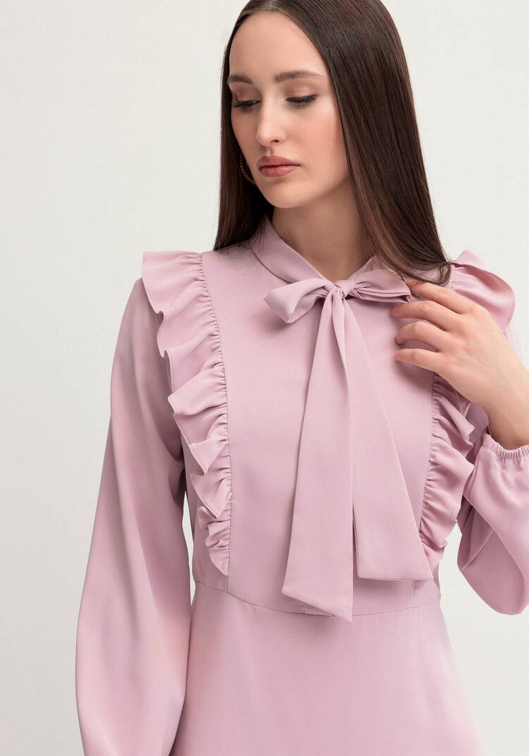 Платье с бантом и рюшами шир.  750, рис. 5