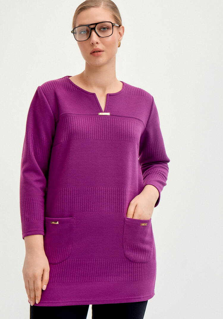 Блуза из трикотажа с кокеткой-впереди шир.  750, рис. 1