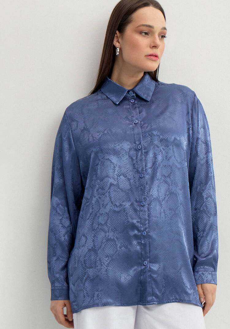 Блуза из шелка со змеиным принтом шир.  750, рис. 15