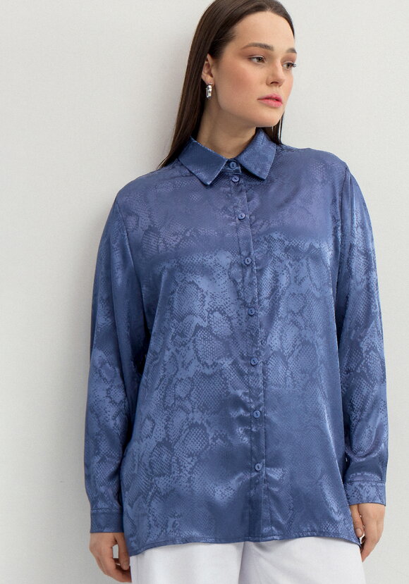 Блуза из шелка со змеиным принтом шир.  580, рис. 15