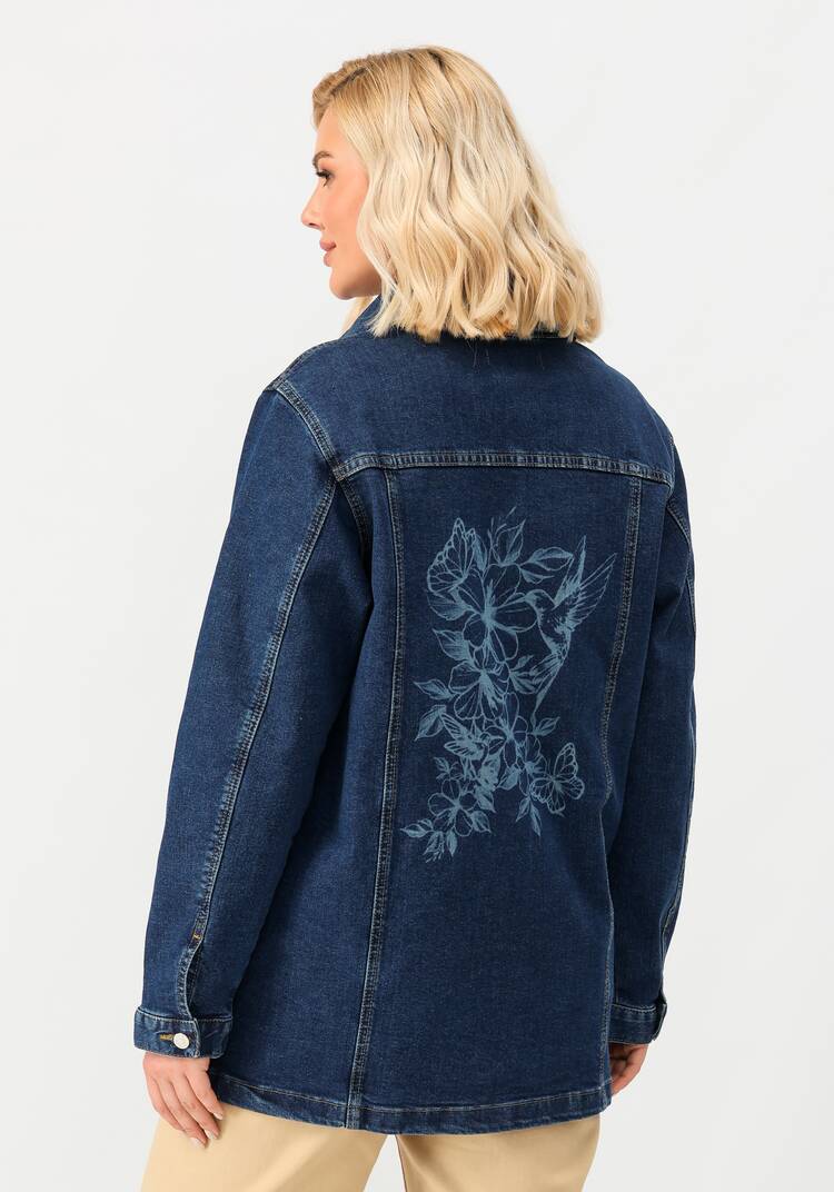 Джинсовая куртка с принтом на спине шир.  750, рис. 15