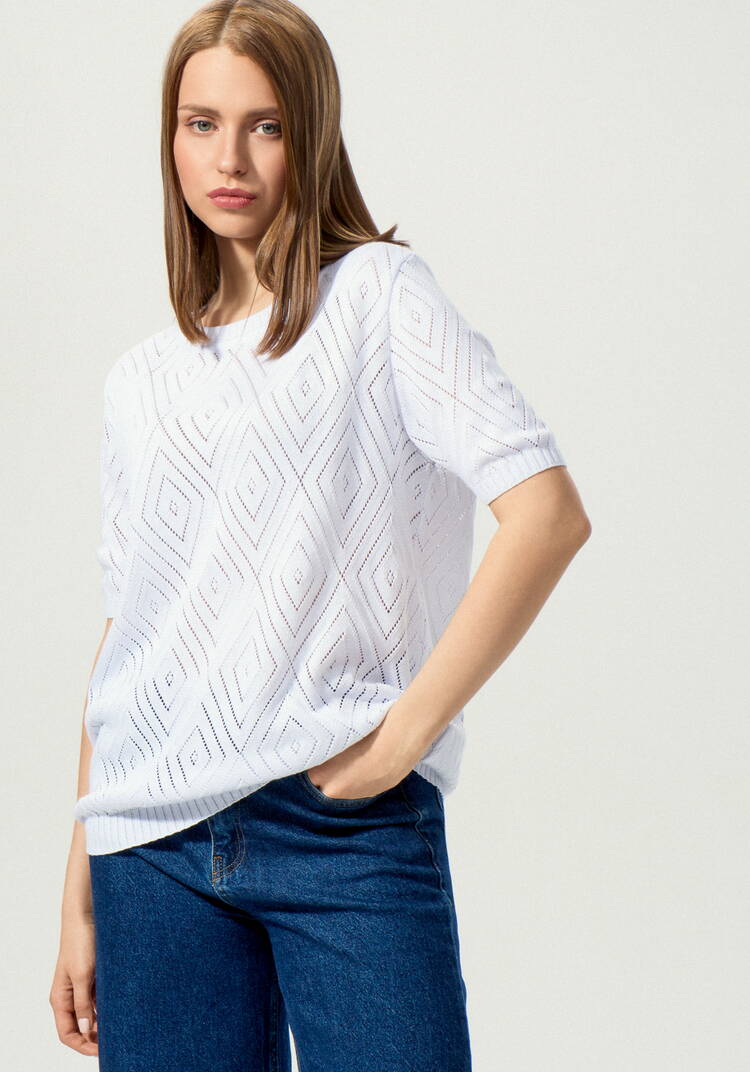 Джемпер с коротким рукавом ажурный шир.  750, рис. 7