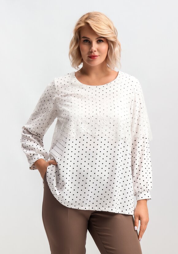 Блуза с кружевом по плечам шир.  580, рис. 26