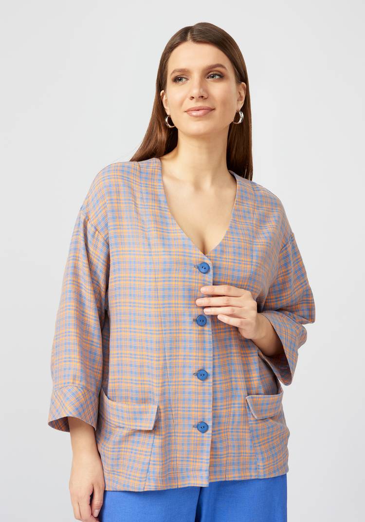 Пиджак в клетку из хлопка шир.  750, рис. 18